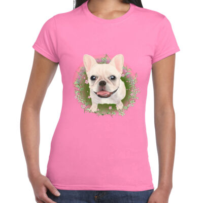 Ladies Premium Cotton - Frenchie - Flower Thumbnail