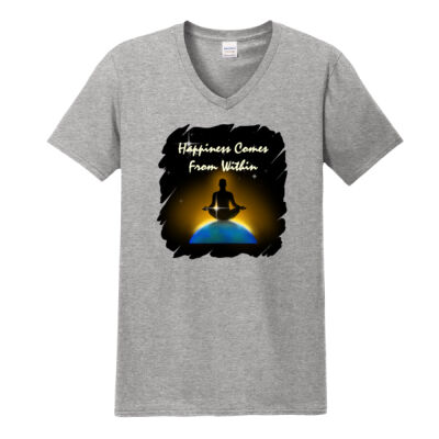 Softstyle V-Neck - Happiness Comes From Within (Colour) Thumbnail