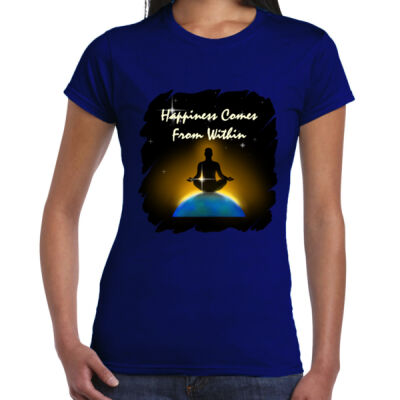 Ladies Premium Cotton - Happiness Comes From Within (Colour) Thumbnail